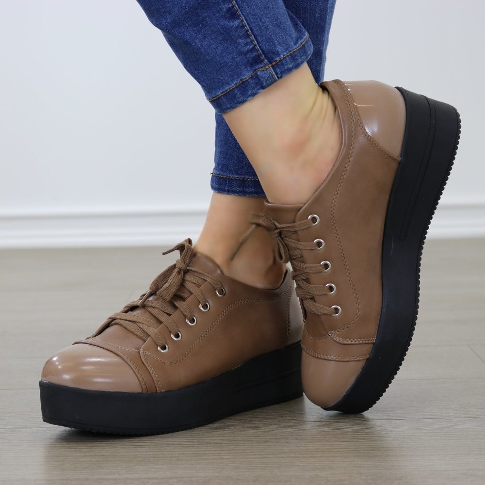 Brown Fashion Creeper Sneakers - Picture 3 of 8